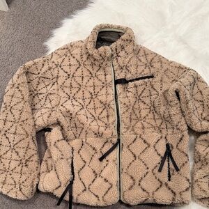 Men's Tan Patterned Teddy Fleece Jacket